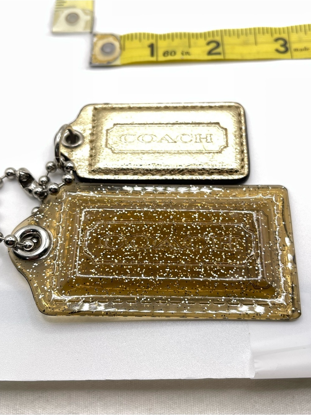 Coach Poppy Double Metallic Gold Glitter Hang Tag - Gold Accent